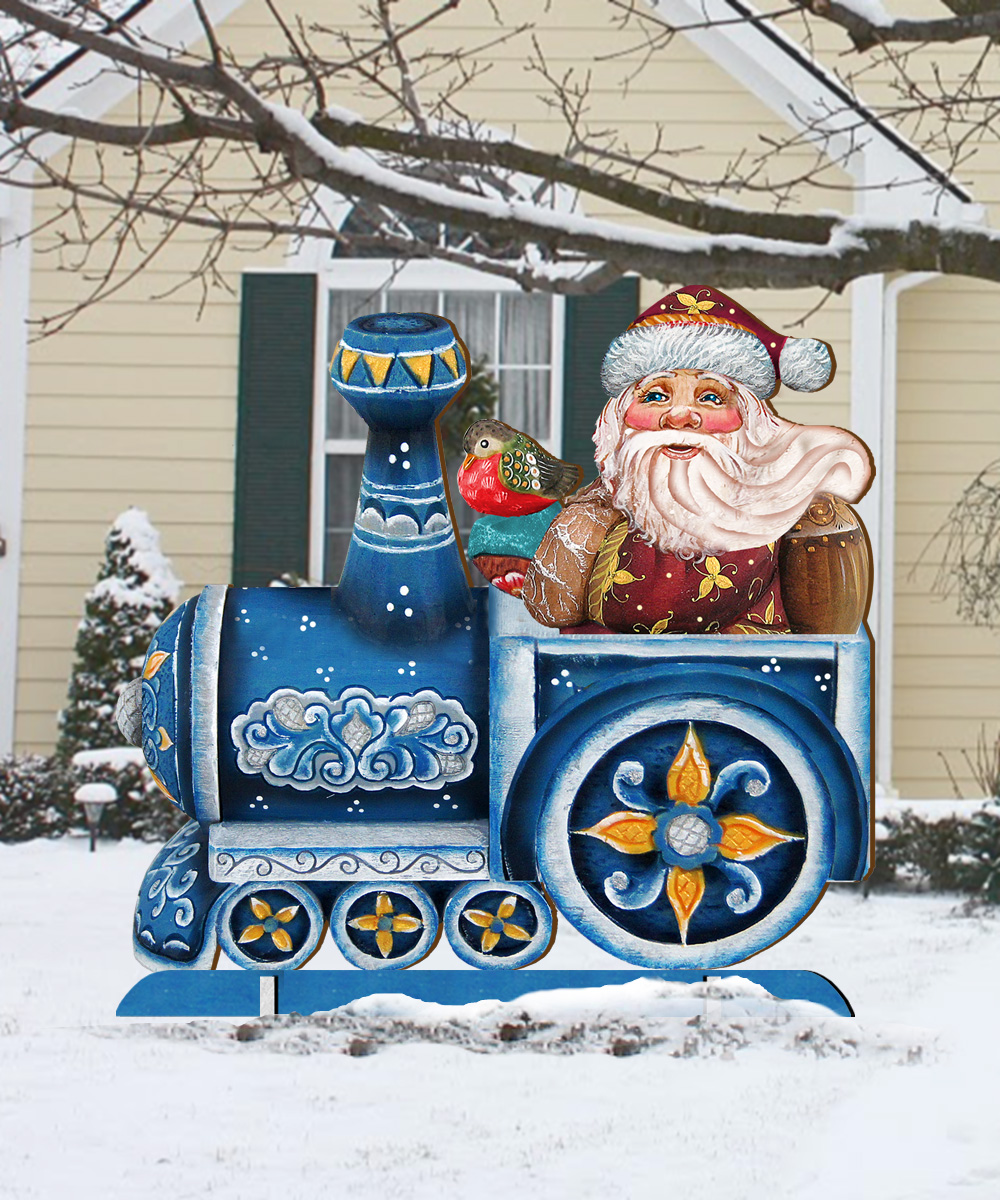 8129211F Train Ride Santa Free Standing Garden Decor