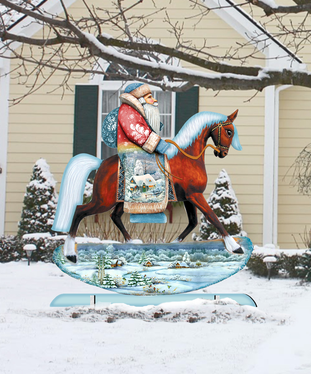 Horsey Santa Free Standing Garden Decor