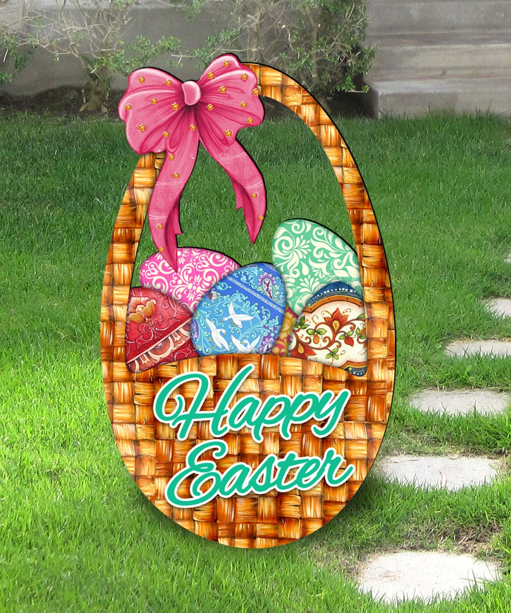 Easter Basket Free Standing Garden Decor