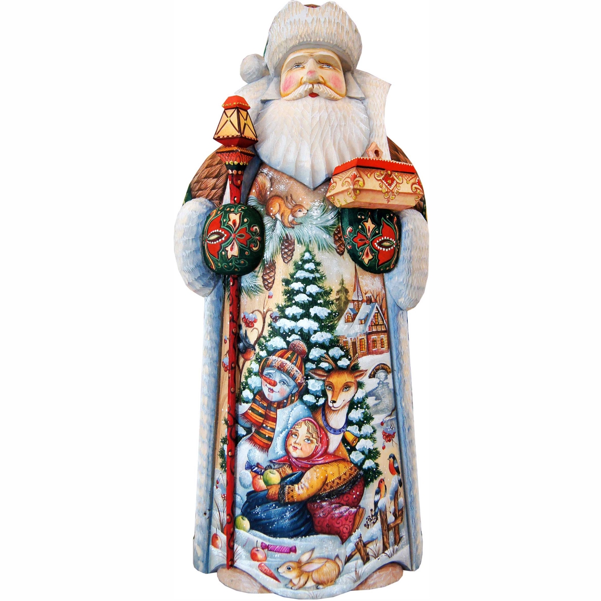 Picture of G.DeBrekht 215628 Snow Play Wood Carved Hand Painted Santa Clause Figurine