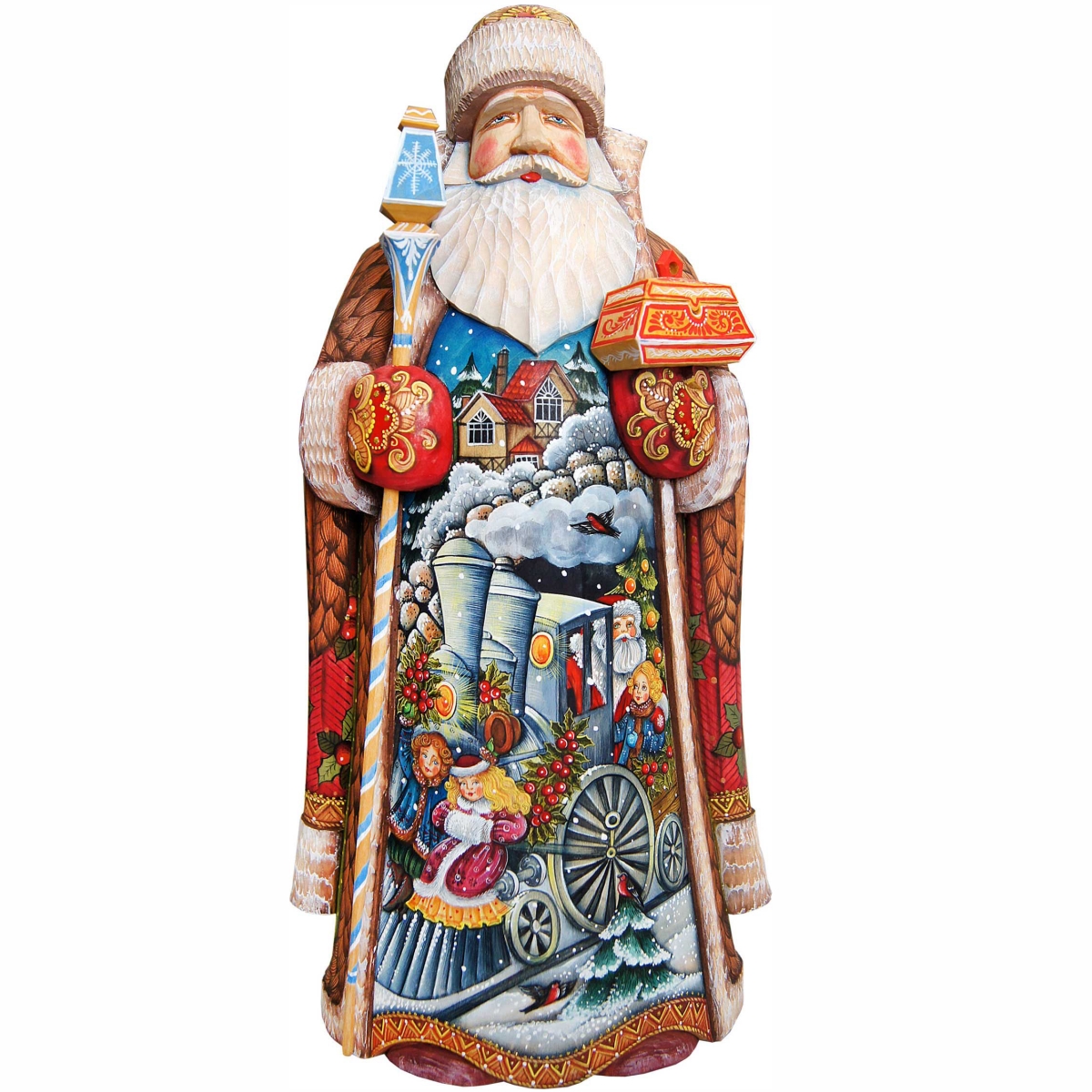 Picture of G.DeBrekht 215632 Train Ride Wood Carved Hand Painted Santa Clause Figurine