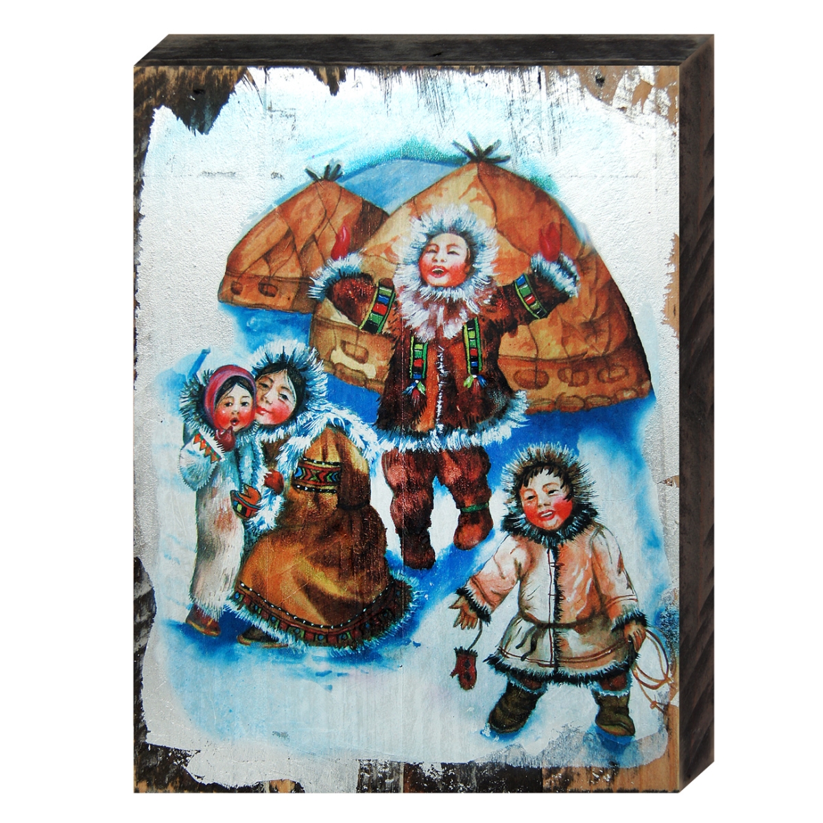 Alaska Family Village Art on Board Wall Decor