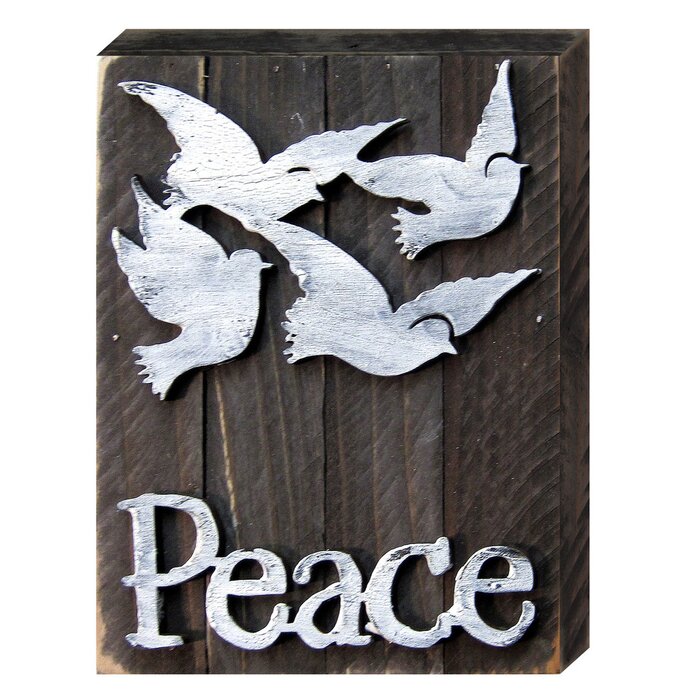 White Doves Peace Art on Board Wall Decor