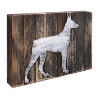 Vintage Dog Silhouette Art on Board Wall Decor