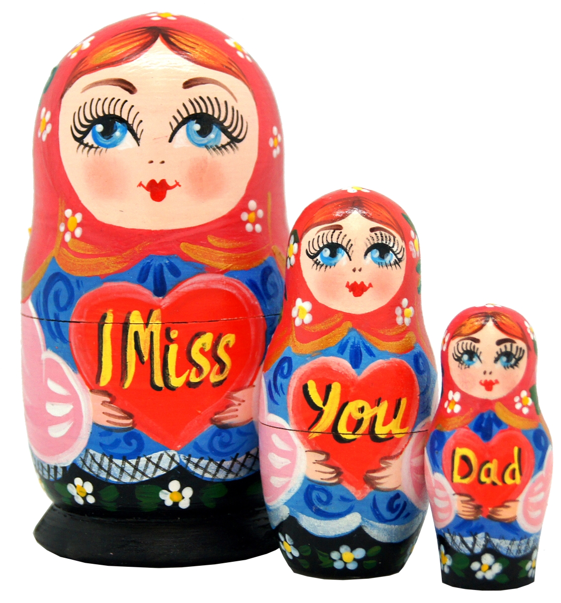 Picture of G.DeBrekht 14705 Russian Matryoshka Wooden Stacking I Miss You Dad 3 Nest Doll