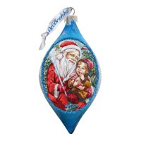 Teddy Bear Santa Glass Ornament