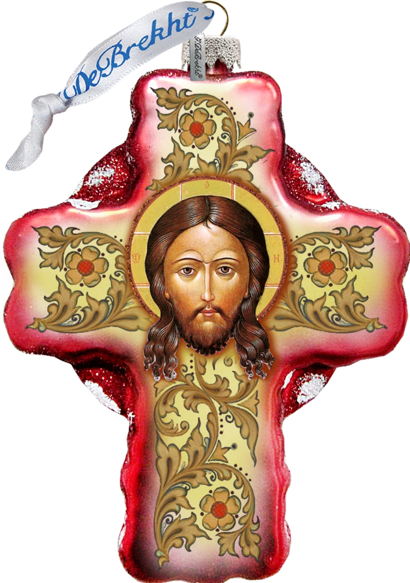 758006 Jesus Face Cross Ornament