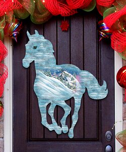Running Pony Scenic Wooden Decorative Door Hanger