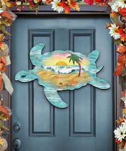 8198518H Turtle Scenic Wooden Decorative Door Hanger