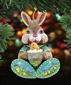 8144502 Easter Bunny Wooden Christmas Ornament Set of 2