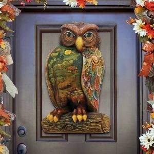 8158912 Owel Wooden Ornament Set of 2