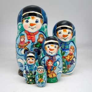 Picture of G.DeBrekht 110152 Russian Matryoshka Wooden Stacking Snowman 5-Nest Doll