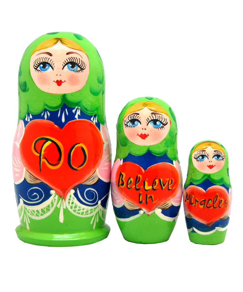Picture of G.DeBrekht 14708 Russian Matryoshka Wooden Stacking Do Believe 3 Nest Doll