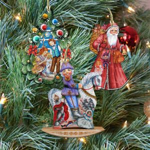 G.DeBrekht 8100011S3 Story of Nutcracker Wooden Ornaments - Set of 3