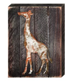 Giraffe in Frame Rustic Wooden Art