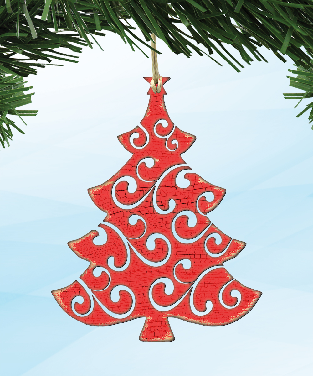 Filigree Christmas Tree Wooden Magnet
