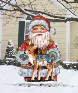 Picture of G.DeBrekht 8118081M Wooden Holiday Fawn Christmas Decorative Hanging or Freestanding Figurine for Home & Garden