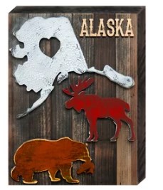 I Love Alaska & Animals Art on Board Wall Decor