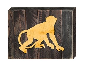 Vintage Monkey Art on Board Wall Decor