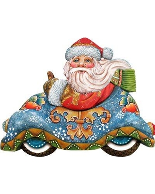 Picture of G.DeBrekht 8112045M Wooden Car Ride Santa Decorative Hanging or Freestanding Figurine for Home & Garden