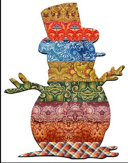 Country Quilted Snowman Christmas Door Hanger