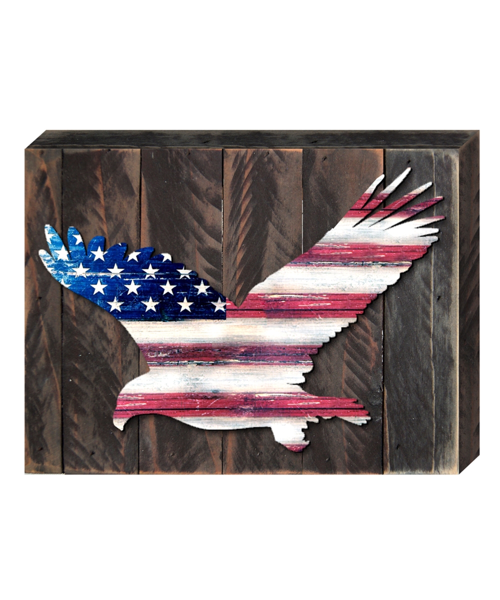 Eagle Vintage American Flag Art on Board Wall Decor
