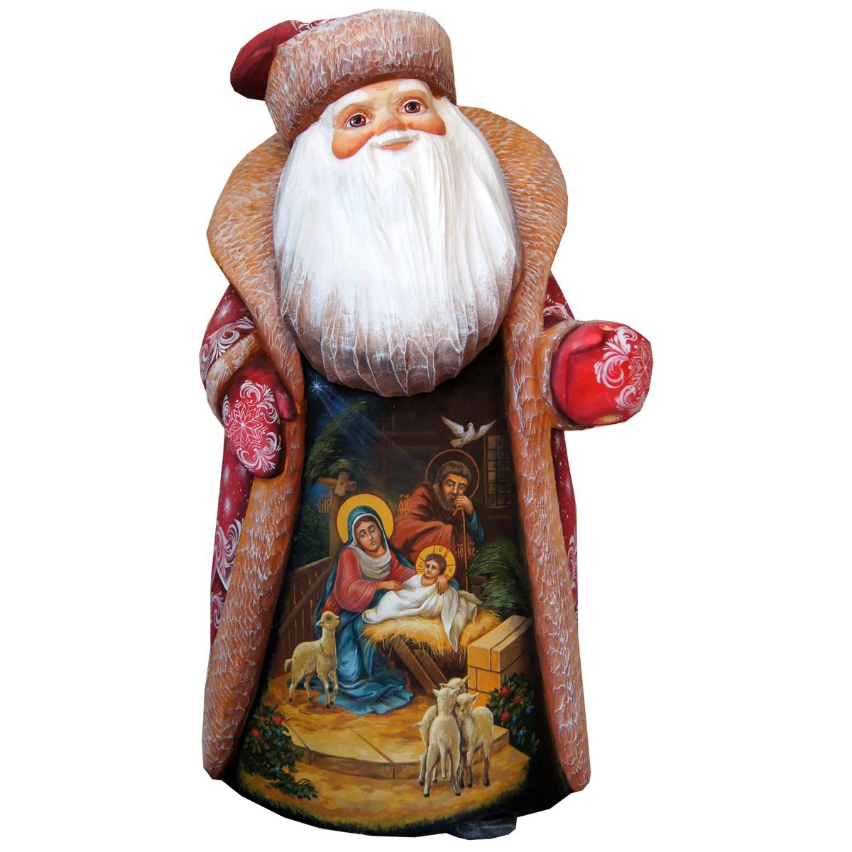 Picture of G.DeBrekht 28214942 Message of Faith Santa Figurine - Wood Carved & Hand Painted