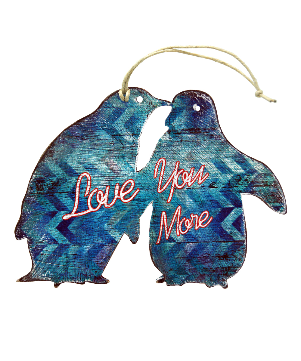 Love Pinguins Wooden Ornament