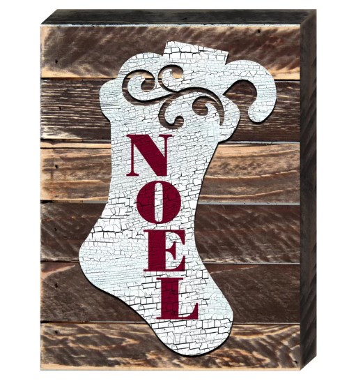 Noel Stocking Wooden Ornament