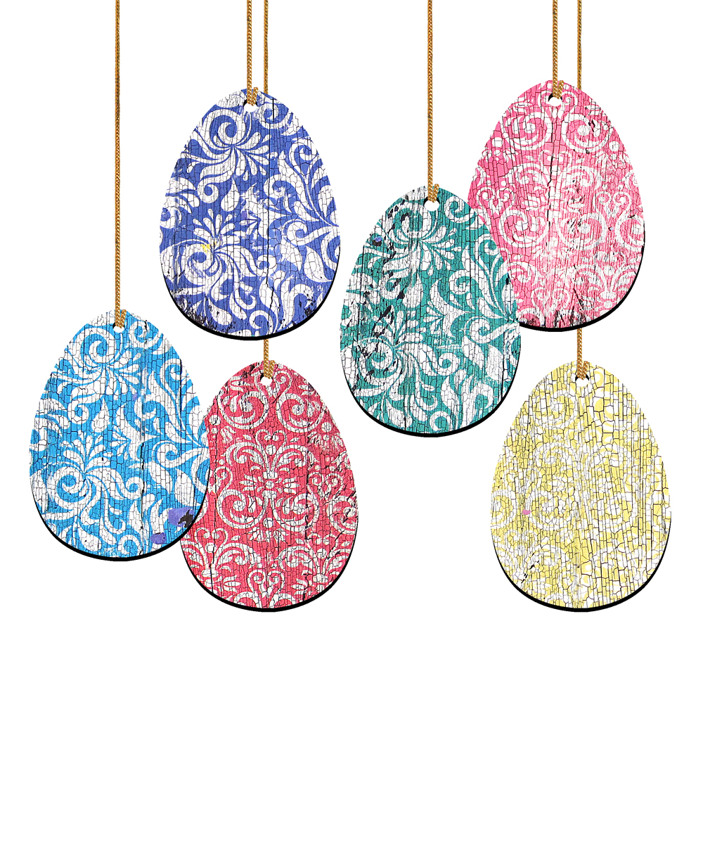 Easter Eggs of 6 Wooden Magnets