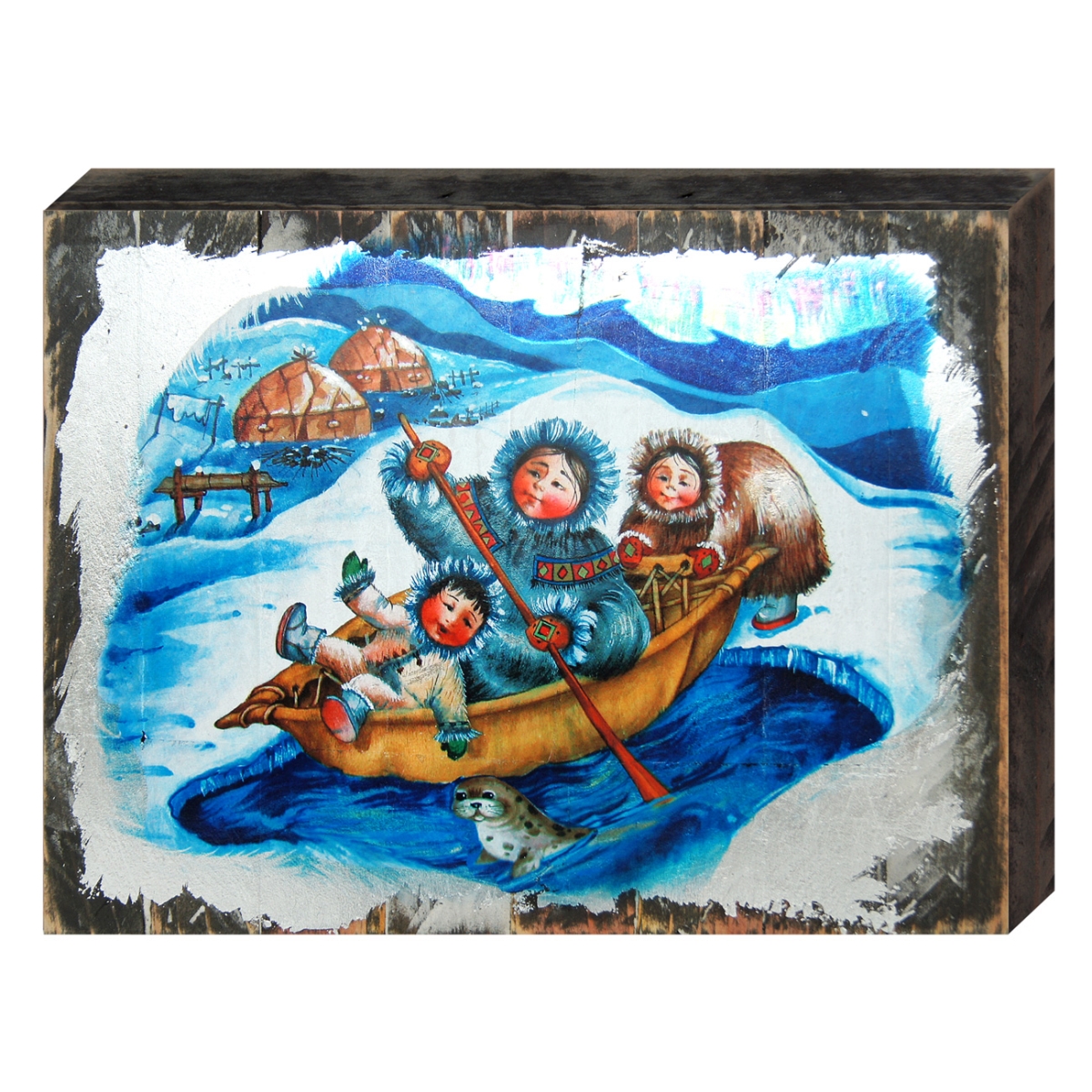Alaska Family Boat Art on Board Wall Decor
