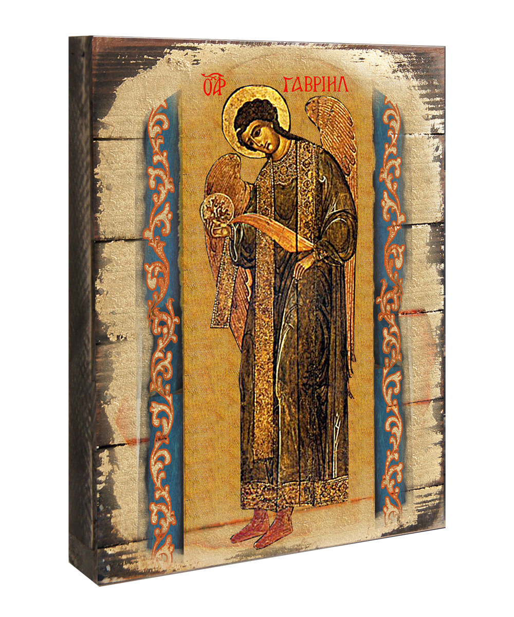 85041-08 Saint Gabriel the Archangel Painting on Gold-Plated Wooden Block