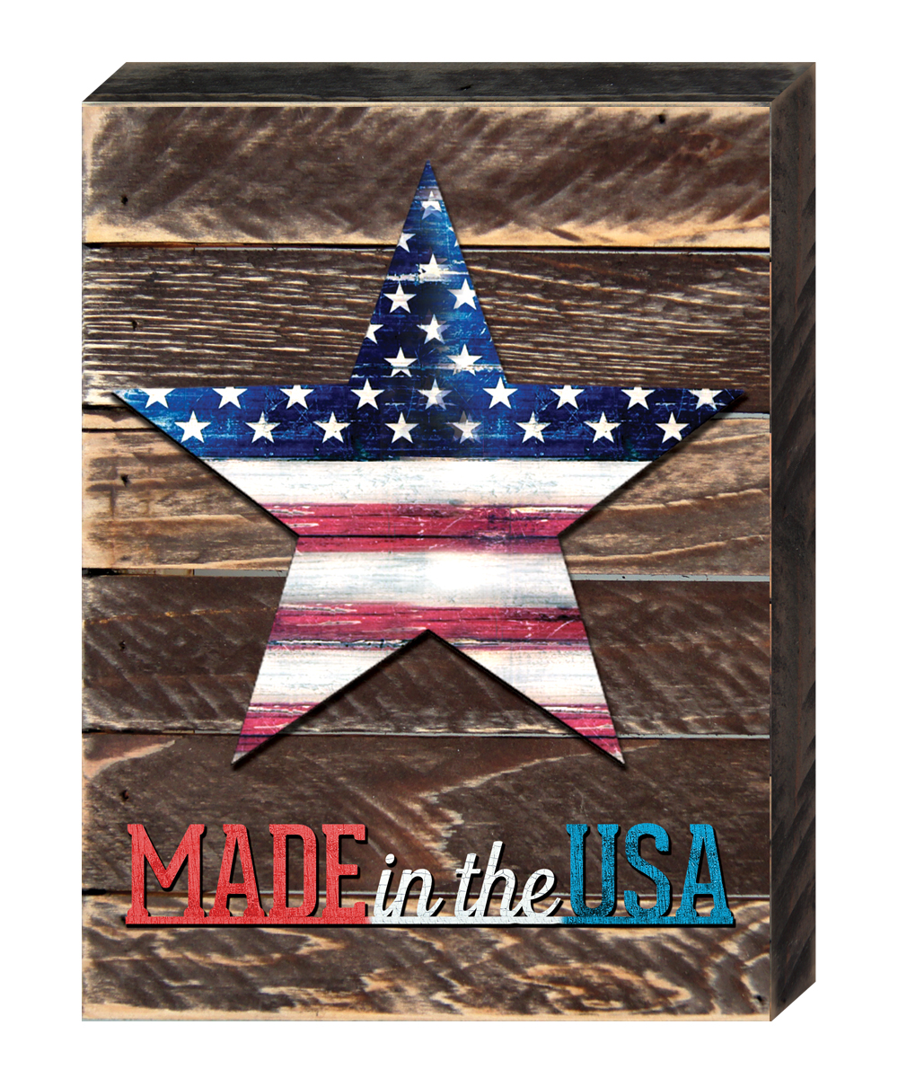 Star Patriotic Art on Board Wall Decor