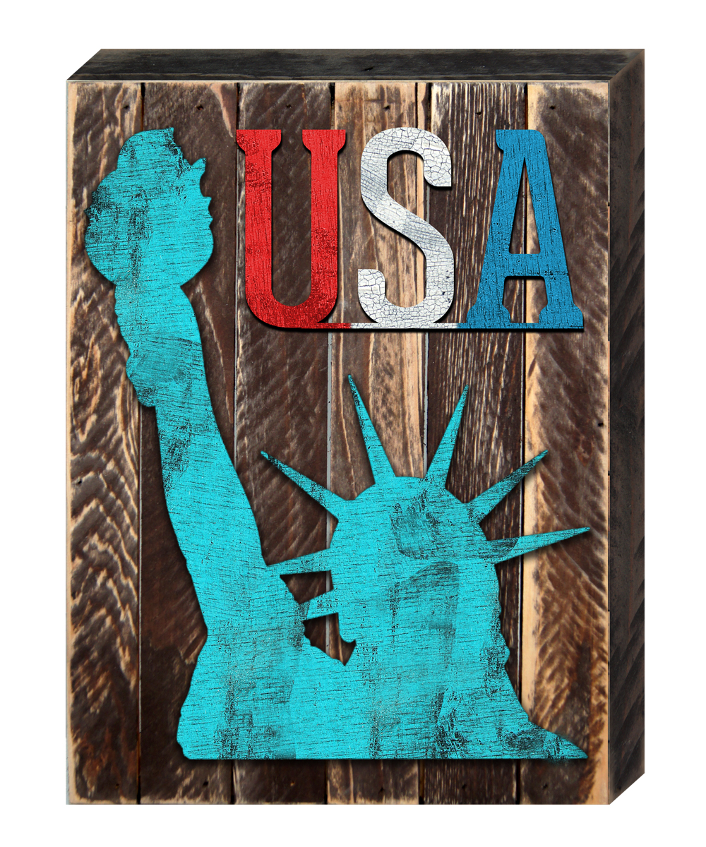 Patriotic Statue of Liberty Art on Board Wall Decor