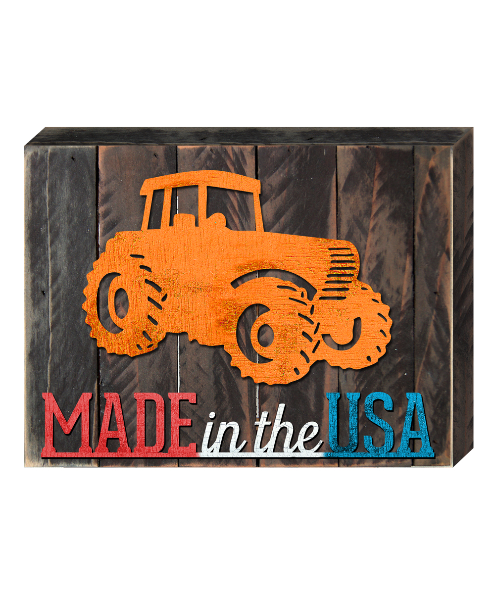 Made in USA Tractor Vintage Art on Board Wall Decor