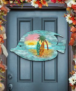 8198527H Fish Scenic Wooden Decorative Door Hanger