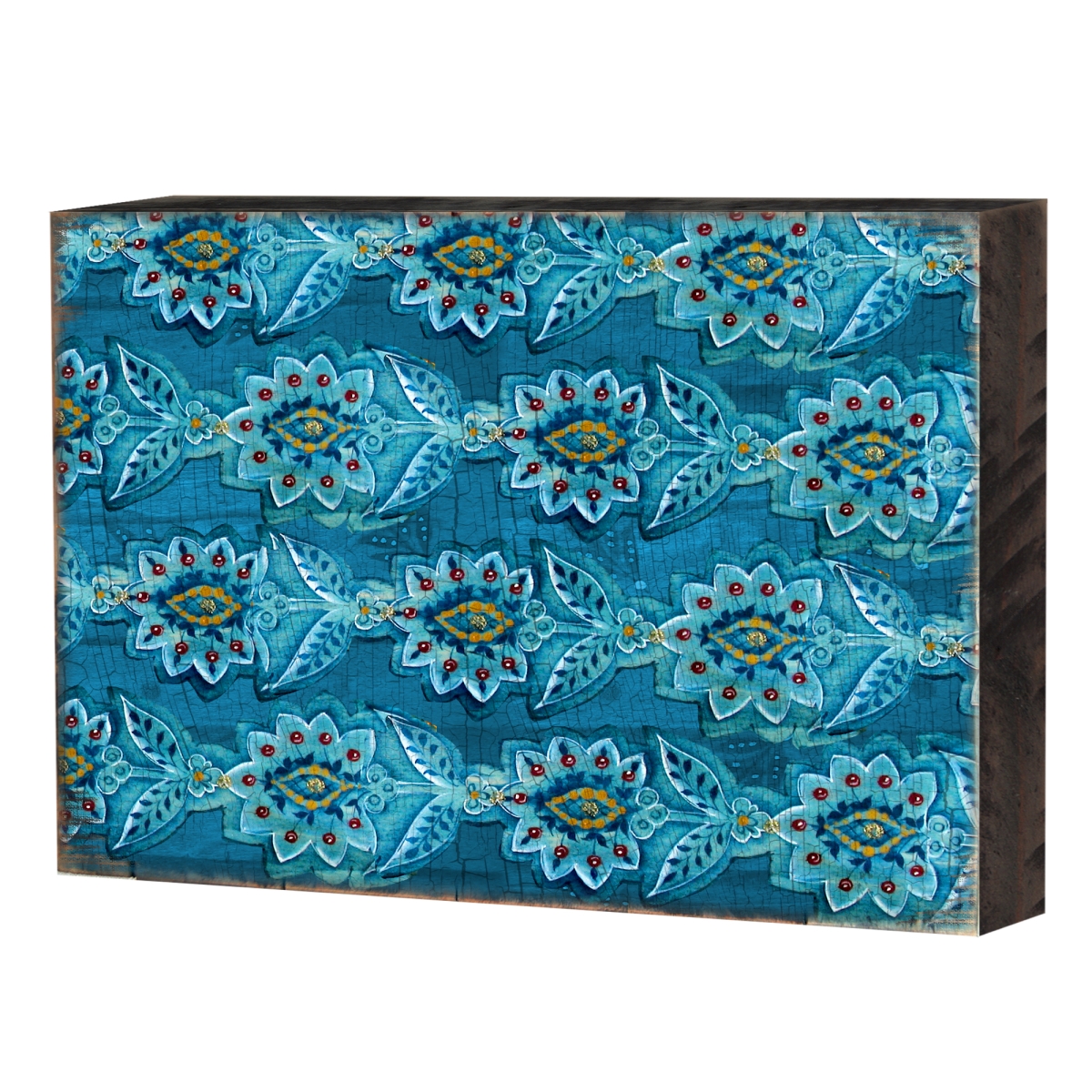 Patterned Rustic Wooden Block Design Graphic Art