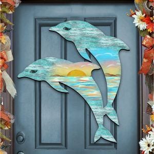 Dolphins Love Art on Board Wall Decor