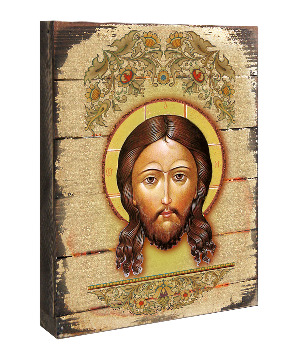 85018-08 The Holy Face Icon Painting on Gold-Plated Wooden Block