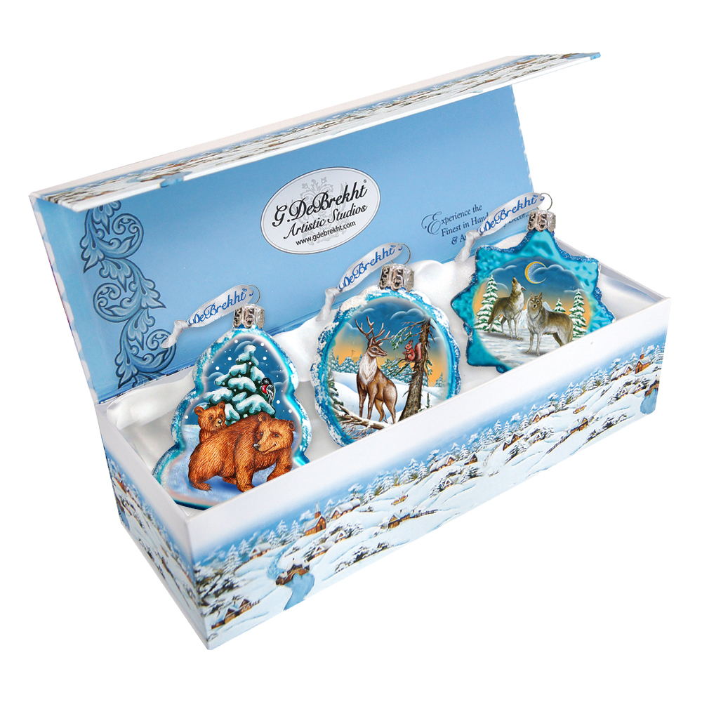 770108S3 Wildlife Glass Ornaments - Set of 3