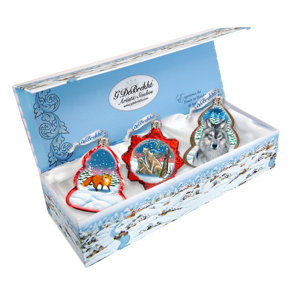 770113S3 Wildlife Glass Ornaments - Set of 3