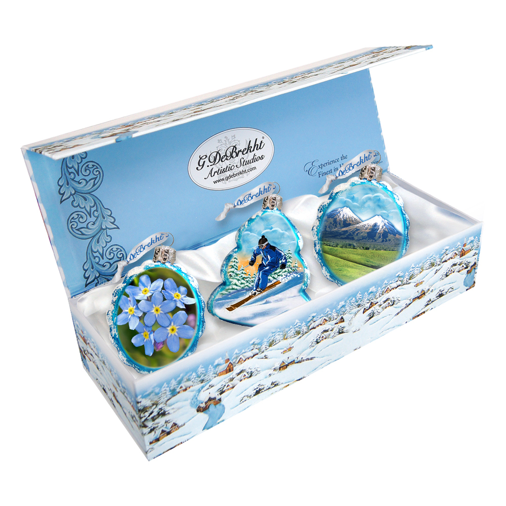 770114S3 Arctic Glass Ornaments - Set of 3