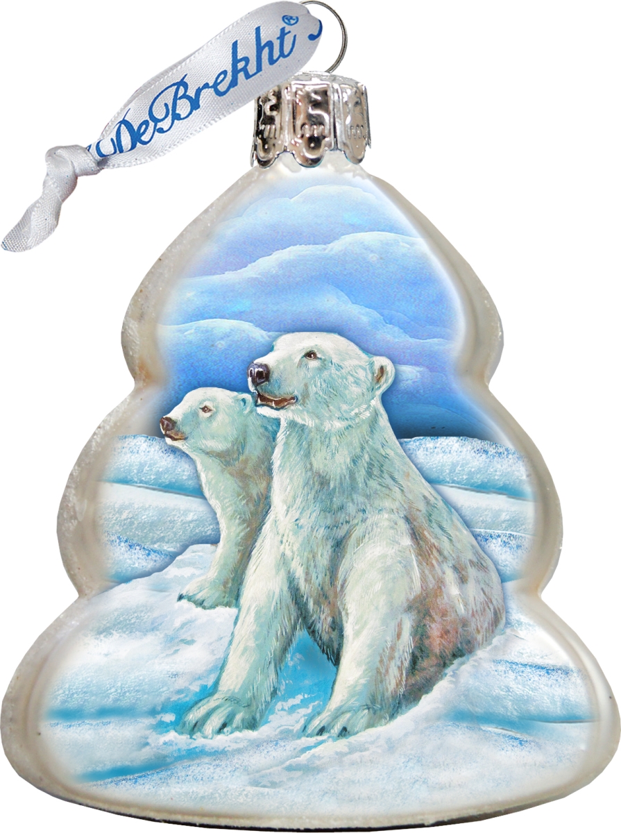 Polar Bears Glass Ornament