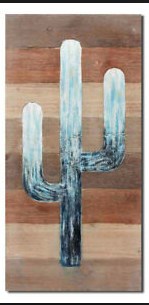 Cactus Art on Board Wall Decor