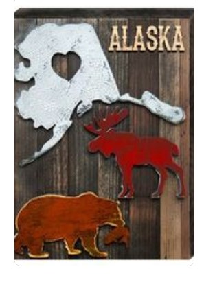 Designocracy 98762-18 I Love Alaska & Animals Art on Board Wall Decor