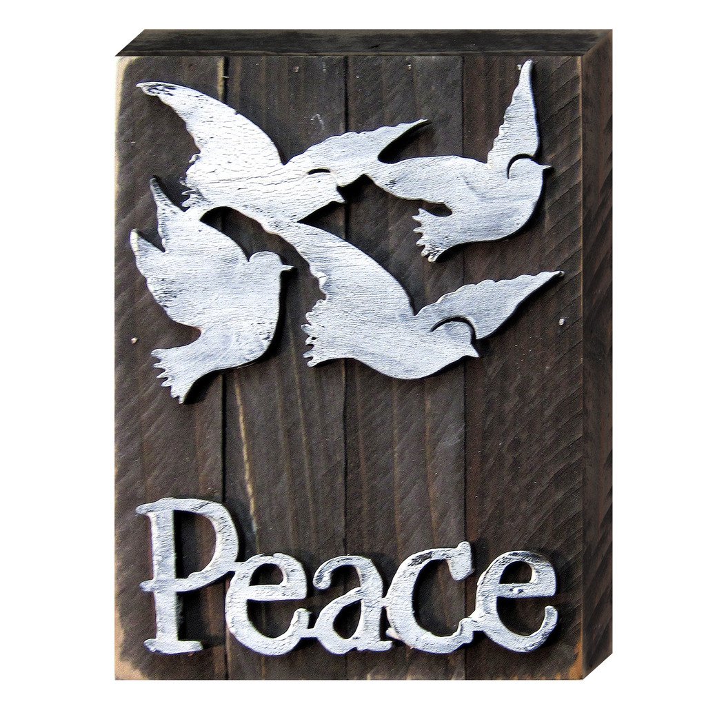 White Doves Peace Art on Board Wall Decor