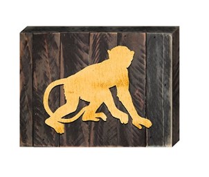 Vintage Monkey Art on Board Wall Decor