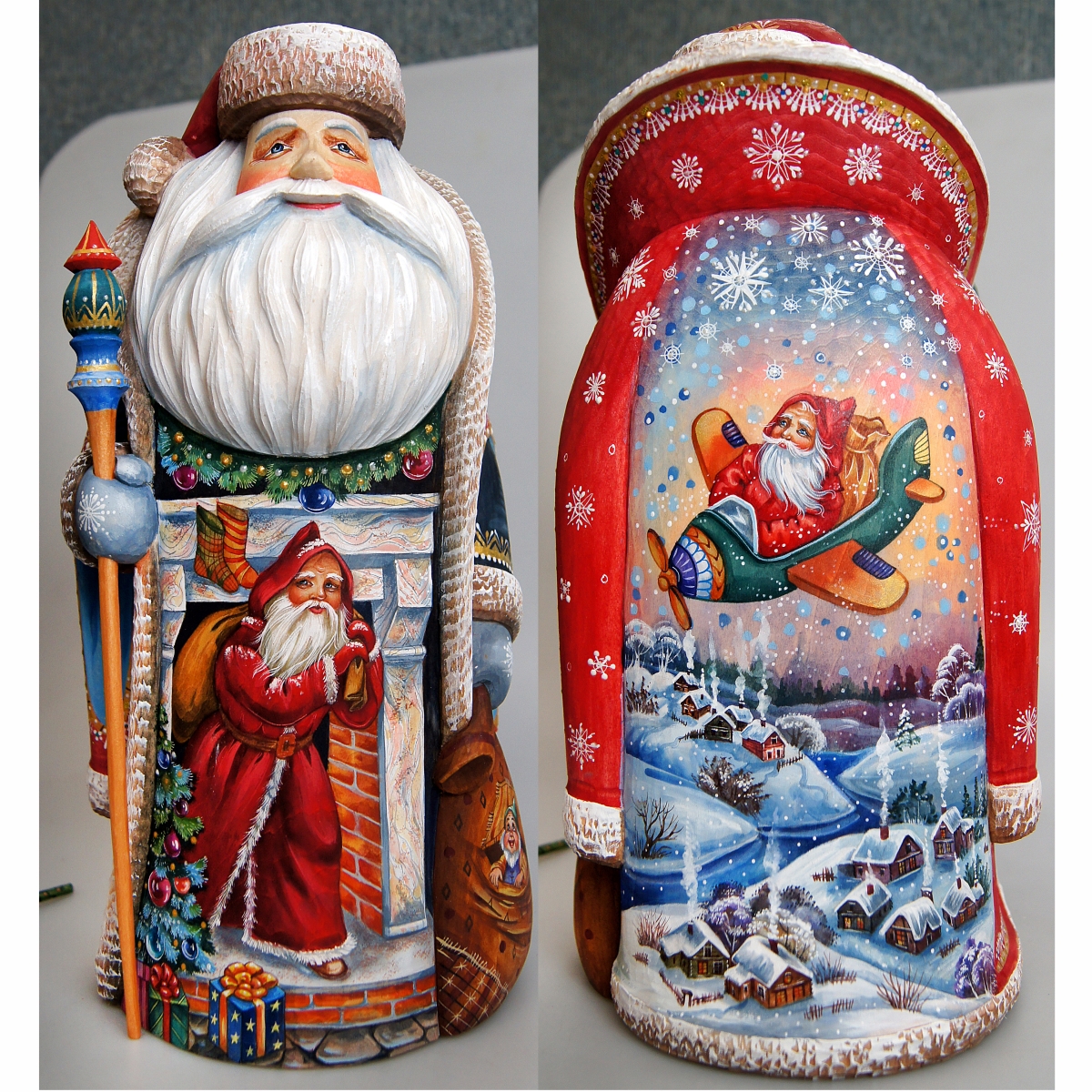 Picture of G.DeBrekht 215643 Coming to Town Wood Carved Hand Painted Santa Clause Figurine