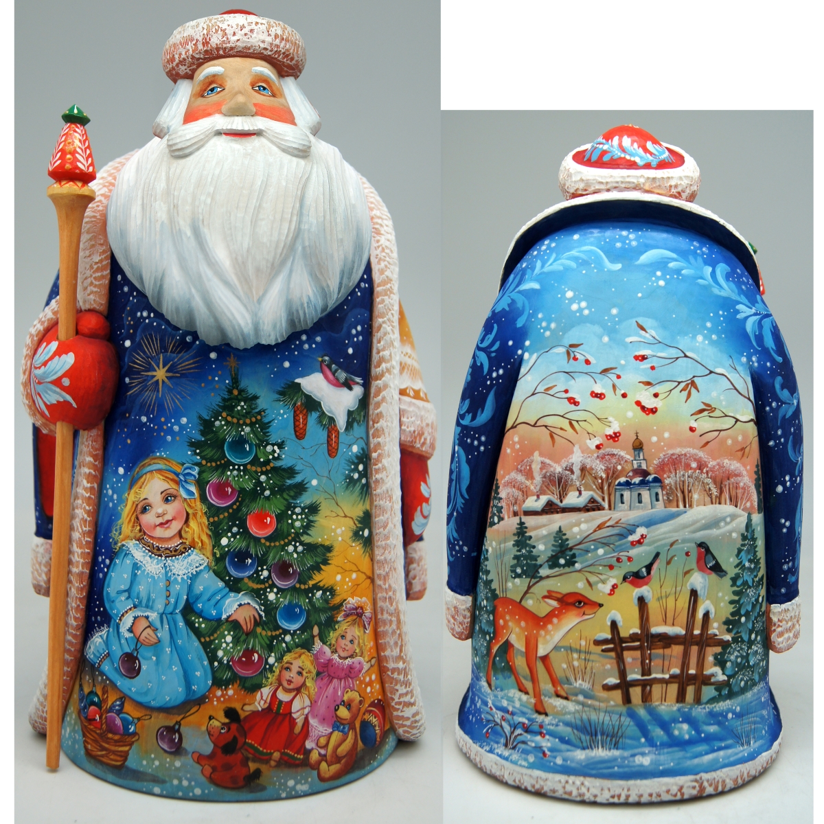 Picture of G.DeBrekht 215644 Angelic Christmas Tree Wood Carved Hand Painted Santa Clause Figurine