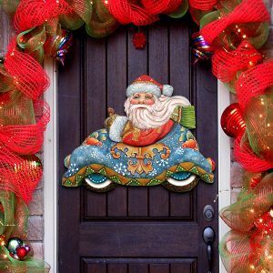 8112045-2 Merry Christmas Santa Wooden Christmas Ornament Set of 2
